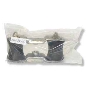 A pair of black rubber and metal bushing in plastic bag.