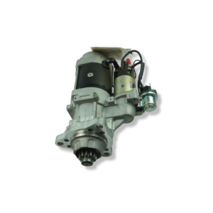 A car motor with the starter on it.