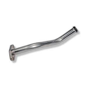 A chrome exhaust pipe on a white background