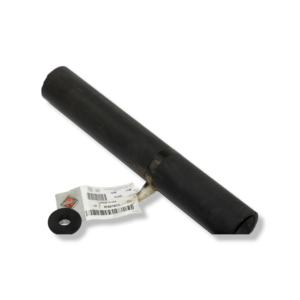 A black tube with a tag on it.