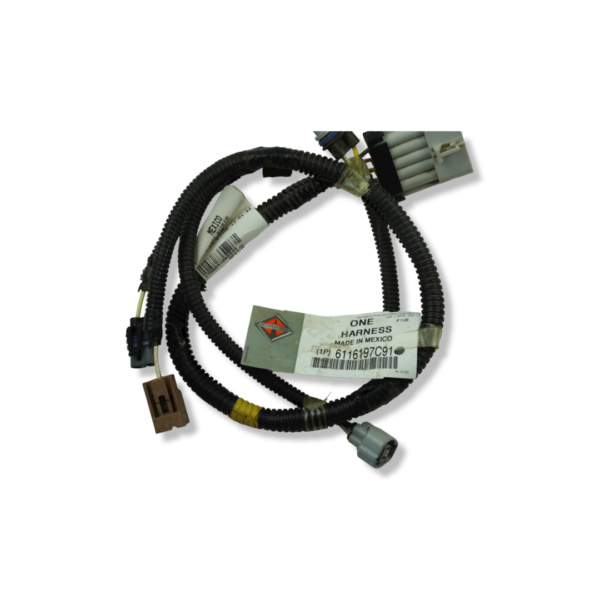 A wire harness with an attached connector.