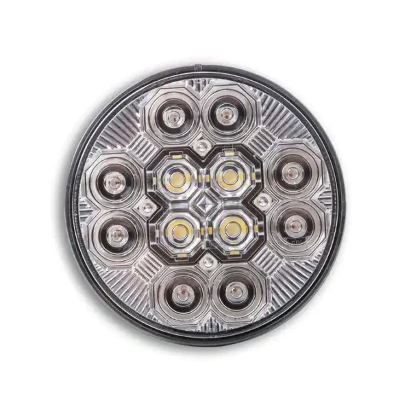 A round light with 9 white leds on it.