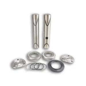 A set of two stainless steel cylinders and some parts.