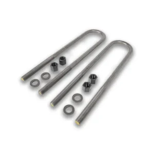 A pair of metal springs with washers and nuts.