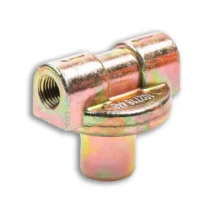 A close up of the side view of a metal part.