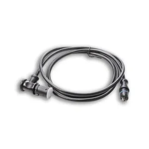 A black and silver cable with two plugs