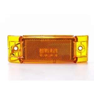 A yellow rectangular light with two holes.