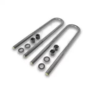 A pair of metal springs with nuts and washers.