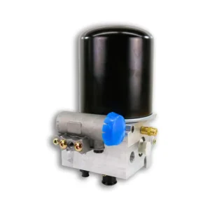 A black and silver motor with blue cap