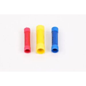 A group of three different colored plastic sleeves.