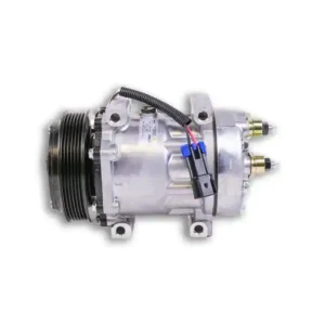 A car air conditioner compressor with wires attached.