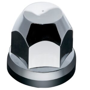 A chrome and black plastic cap on top of a metal object.