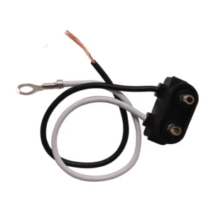 A black and white wire with an electrical plug.
