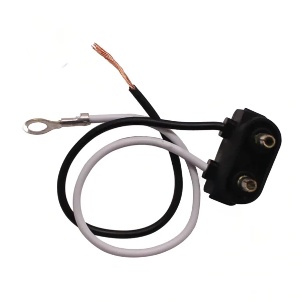 A black and white wire with an electrical plug.
