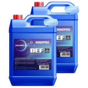 Two blue canisters of oil are labeled " def ".